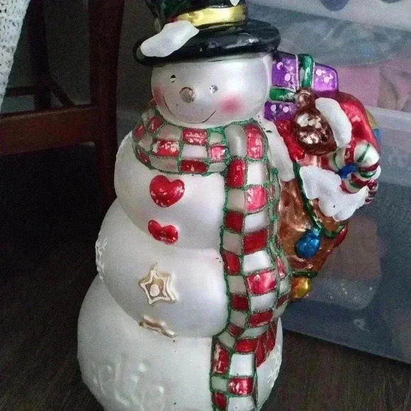 Thomas Pacconi Classics Blown Glass Collectible Snowman Statue 14” - Picture 4 of 16